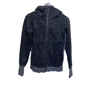 Lululemon Scuba Hoodie III Black Gray Full Zip Cotton Fleece Size 4